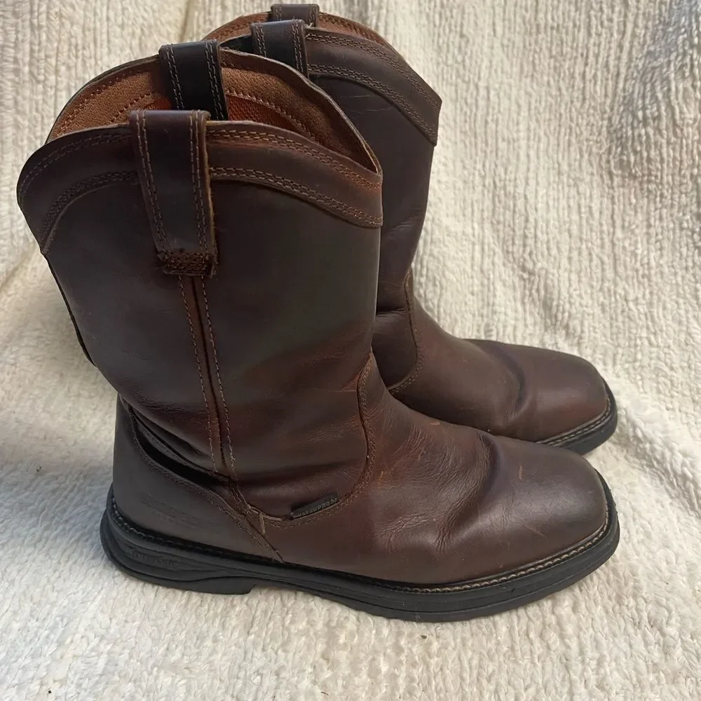 Ridgecut YMF2201 Waterproof Rancher Wellington Cowboy leather brown Boot SZ10.5M